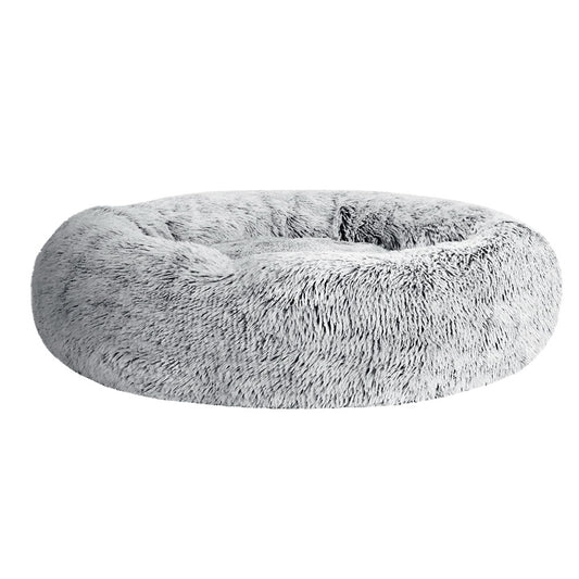 Soft Grey Donut Pet Bed – Cozy Calming Lounge for Dogs & Cats front